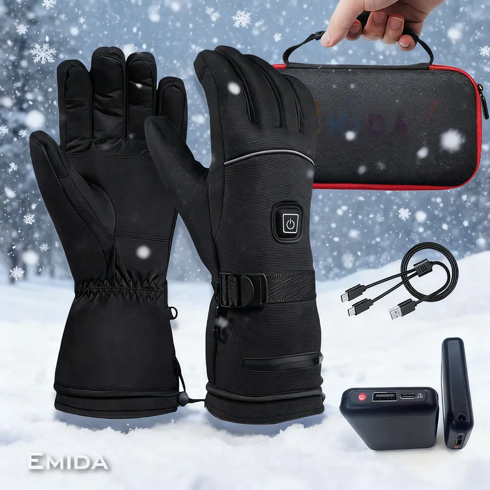 ถุงมือสกีไฟฟ้าทำความร้อนรุ่น HG08 กันน้ำสำหรับกิจกรรมกลางแจ้ง หน้าจอสัมผัสได้ แบตเตอรี่ลิเธียมโพลิเมอร์ เหมาะสำหรับขี่จักรยาน เดินป่า ตั้งแคมป์ แข่งรถ มอเตอร์ไซค์