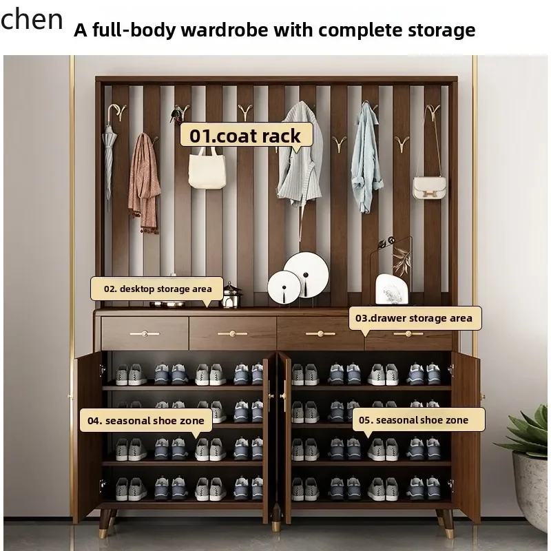

YFY new Chinese-style living room hanger door shoe cabinet large capacity integrated foyer storage shoe cabinet against the