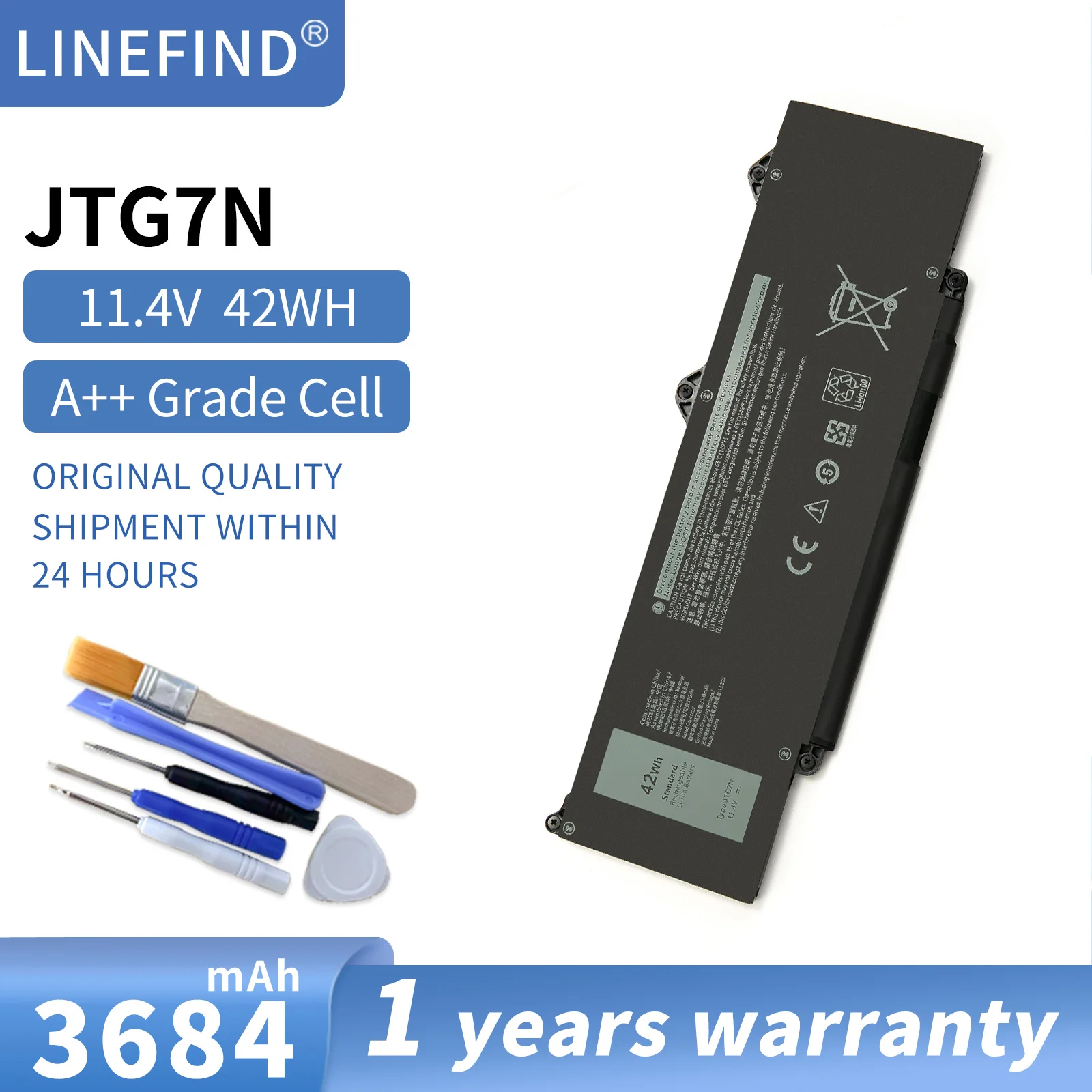 

New Laptop Battery For DELL JTG7N 7RDGP 11.4V 3500mAh 42Wh