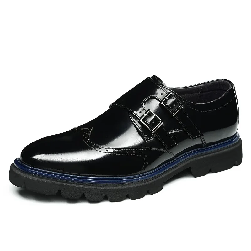 Fashion Mens Patent Leather Brogues Wedding Shoes Luxury Handmade Quality Comfortable Genuine Leather Dress Business Party Shoes