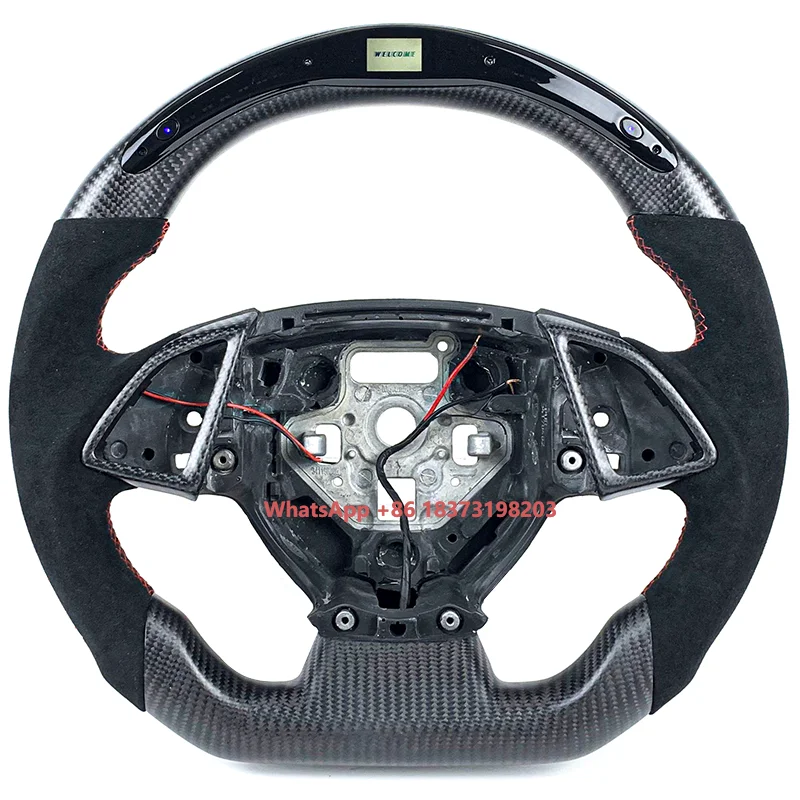 

Carbon Fiber Steering Wheel for Chevrolet Corvette C7 Z06 2014-2018 Custom Perforated Leather Car Steering Wheel Accessories