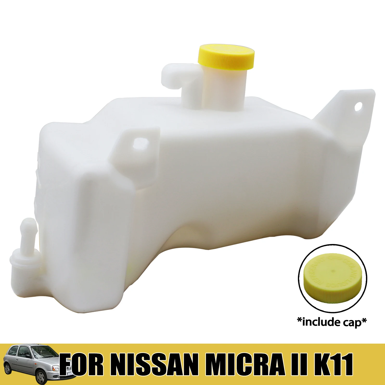 For Nissan Micra MK2 K11 Radiator Overflow Engine Coolant Reservoir Expansion Tank With Cap 21710-43B01 Replacement 1992-2003