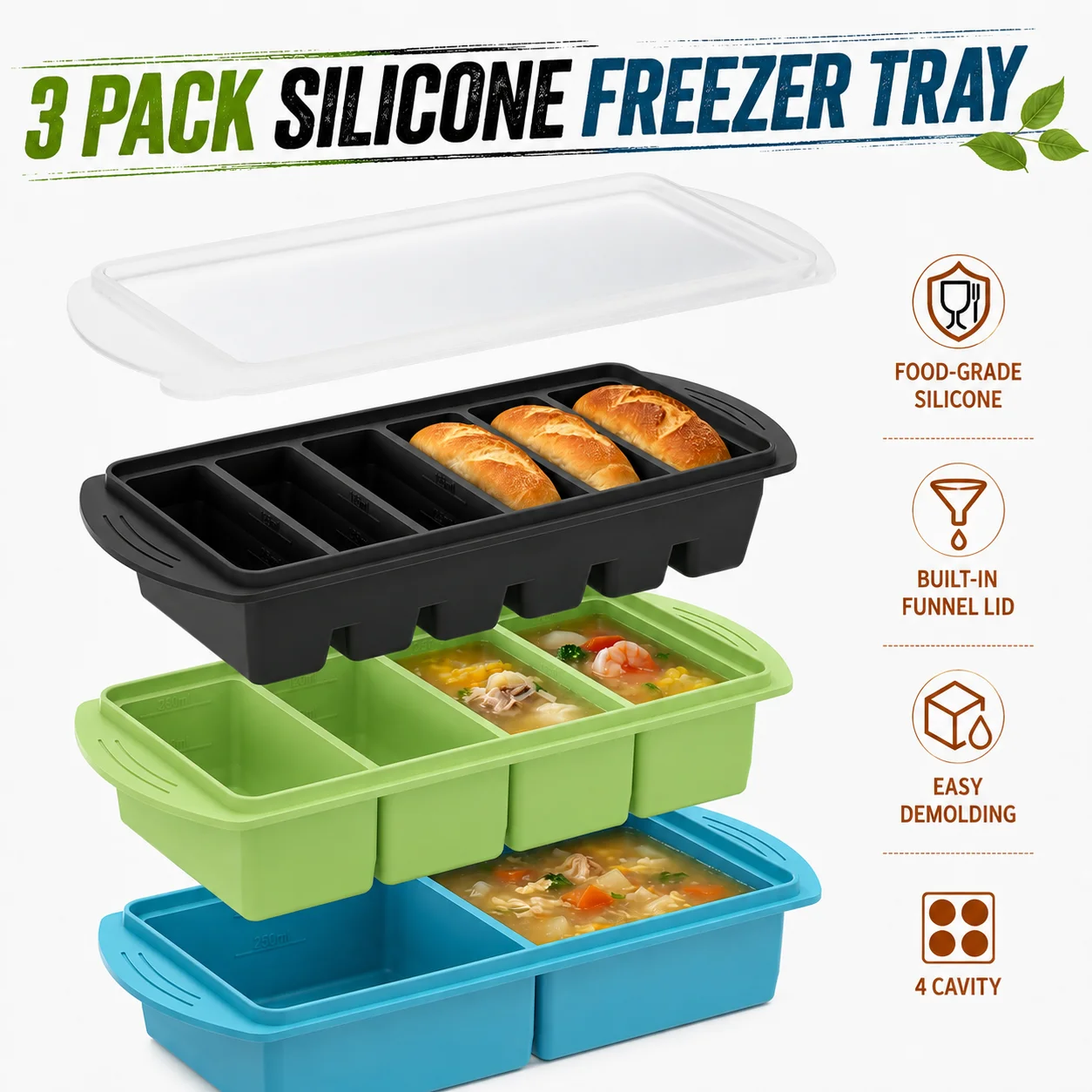 Meal Prep Kit - Набор из 3 силиконовых форм для
