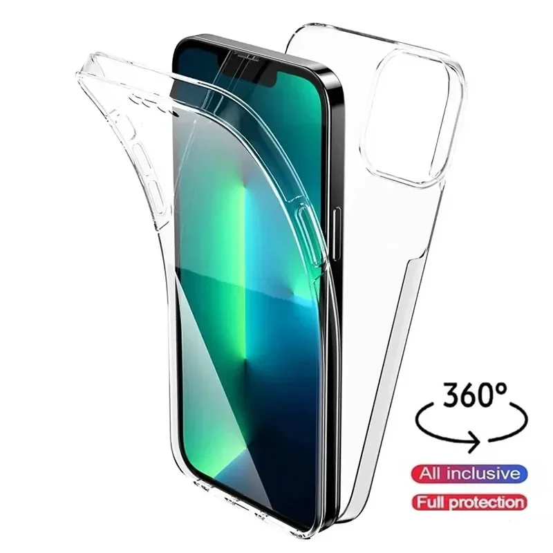 

Clear 360 Full Wrap Phone Case for iPhone 17 16 Pro Max 15 14 13 12 11 SE2/SE3 Xr Xs 7 8 Plus Back Covers