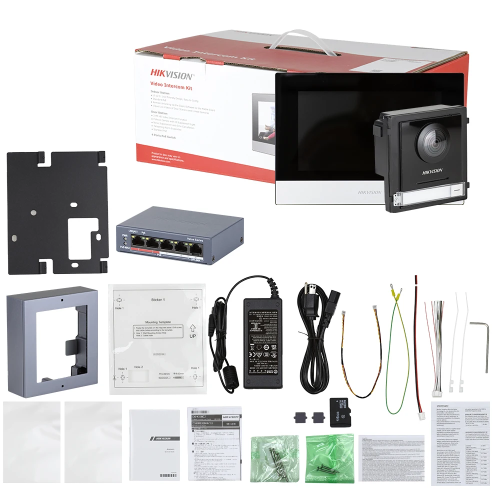 Hikvision DS-KIS602(B) IP Video Intercom KIT for villa or house 2MP HD camera 7'' Touch Screen MIC Speaker Hik-Connect APP Wi-Fi