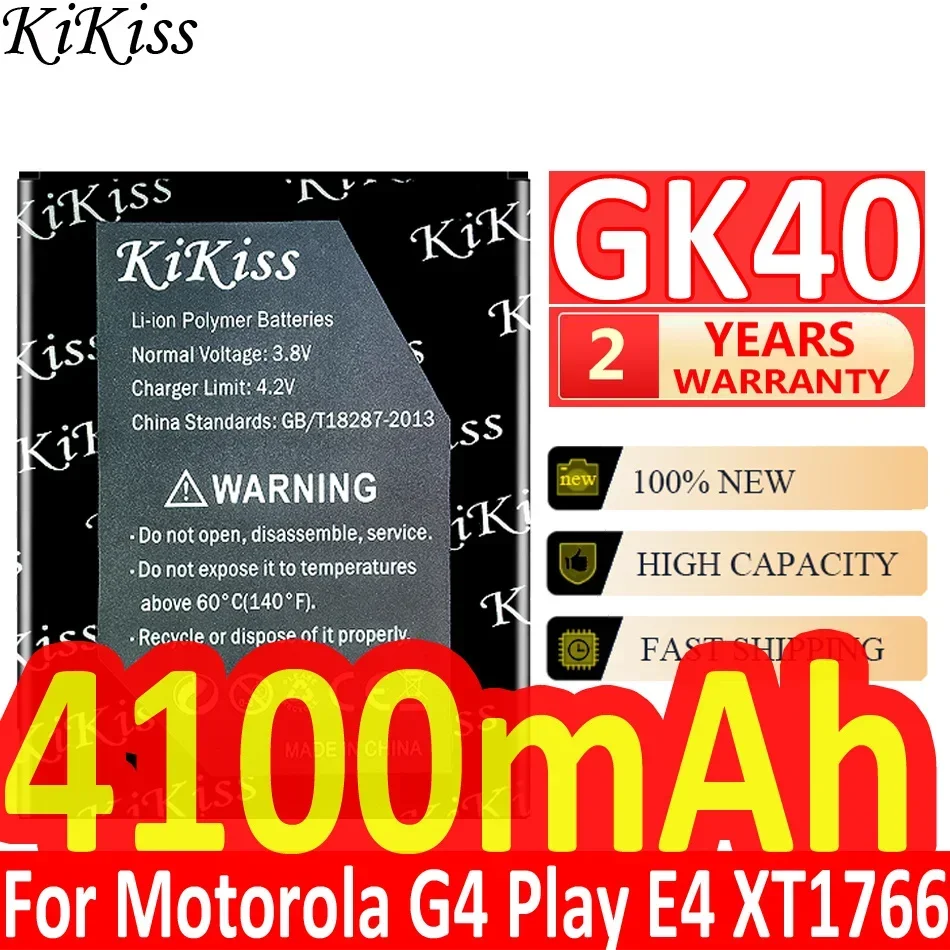 KiKiss Battery 4100mAh GK40 for Motorola Moto G4 Play G4Play E4 XT1766 XT1607 XT1609 XT1600 Mobile Phone