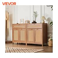 VEVOR Rattan Cabinet Set of 2 Rattan Storage Cabinet W/ 4/6 Magnetic Doors and 2/3 Drawers Sideboard Buffet Cabinet for Hallway