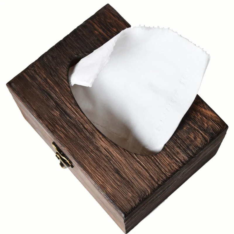 Wood Tissue Box Napkin Cover Home Hotel Pub Cafe Car Paper Holder Case Bathroom Facial Tissue Box Holder Cover Napkin Dispenser