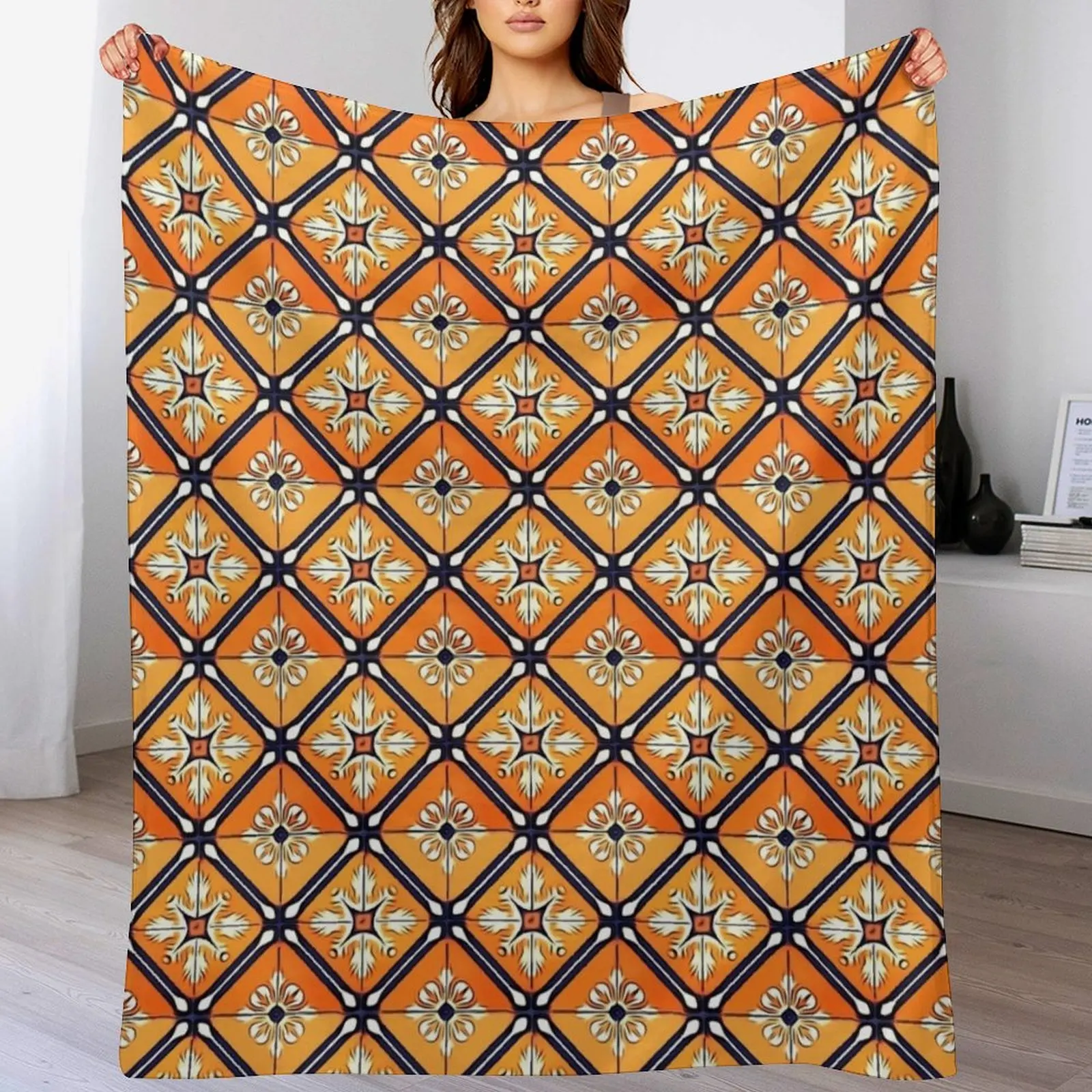 

Floor Series: Peranakan Tiles 81 Throw Blanket Luxury Designer Camping Soft Big for winter Blankets