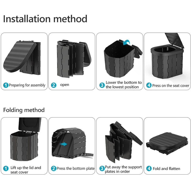 Подорожі на відкритому повітрі Складаний туалет Дорослі Діти Портативний туалет Кемпінг Піші прогулянки Пісуар Горщик з мішком для сміття
