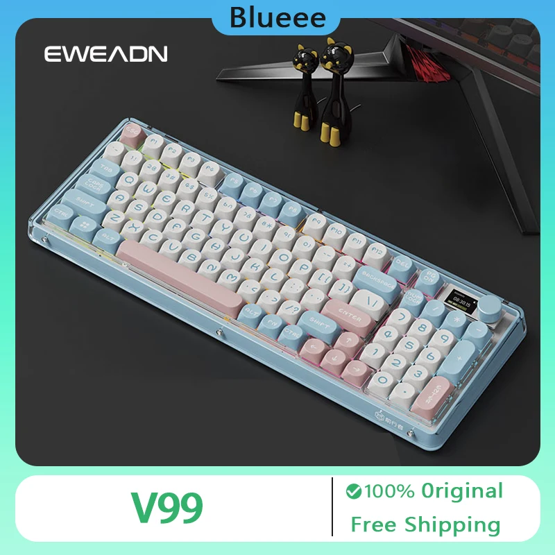 EWEADN V99 Gaming Keyboard Customized Wireless 2.4G Bluetooth Tri-mode Hot Swap Gasket RGB Office Mechanical Keyboard