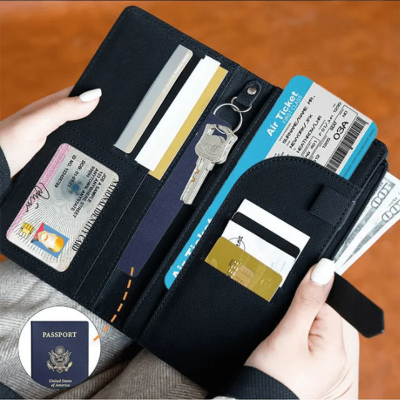 2pcs Stylish Waterproof Passport Holder Set - Travel Wallet with Organized Compartments, Unisex Design for Women and Men, Compac