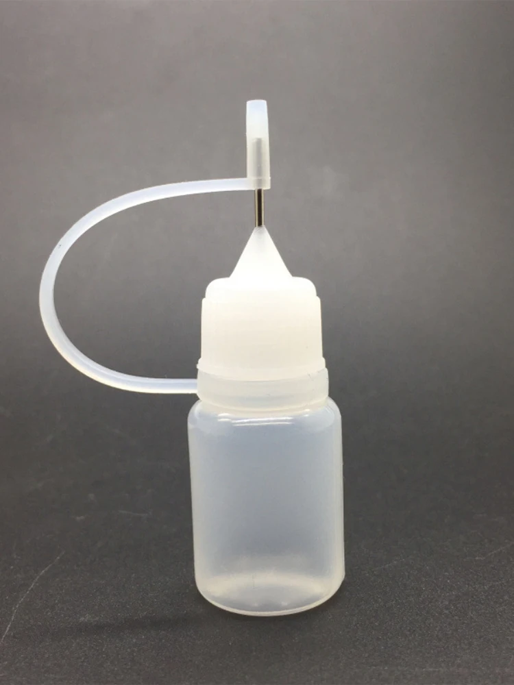 Botella aplicadora de punta exprimible de plástico de 10ml y 30ml, botellas cuentagotas rellenables con tapas de punta de aguja para pegamento DIY