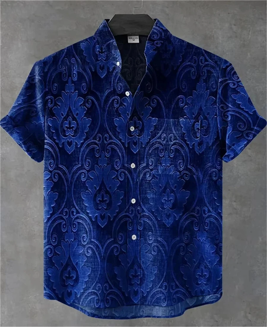 Camicie da uomo vintage Camicie stampate in 3D Magliette casual a maniche corte da uomo Camicie abbottonate con risvolto da uomo alla moda Magliette da uomo