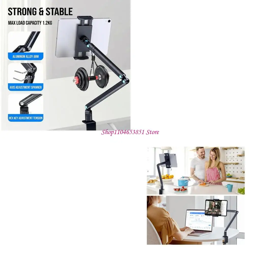 Universal Aluminum Alloy Tablets Stand With 4 Axises Adjustment And 360 Degree Rotation For 4.7 To 13inch Devices 