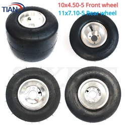 GO KART Wheel Front 10X4.50-5 Tyre Rear 11X7.10-5 Tubeless Tire with Aluminum Alloy Rim Hub for KARTING ATV UTV Buggy