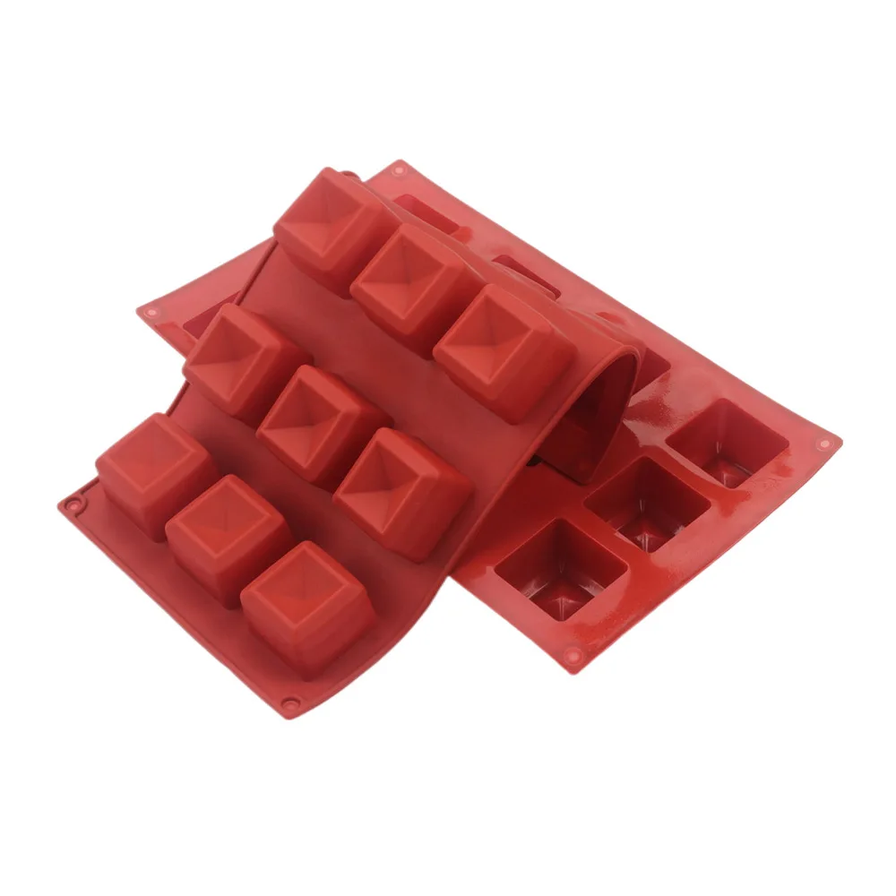 12 Hole Square Center Concave Shape Silicone Ice Tray Mold DIY Mousse Dessert Chocolate Cake Mold Cake Decoration Baking Tools