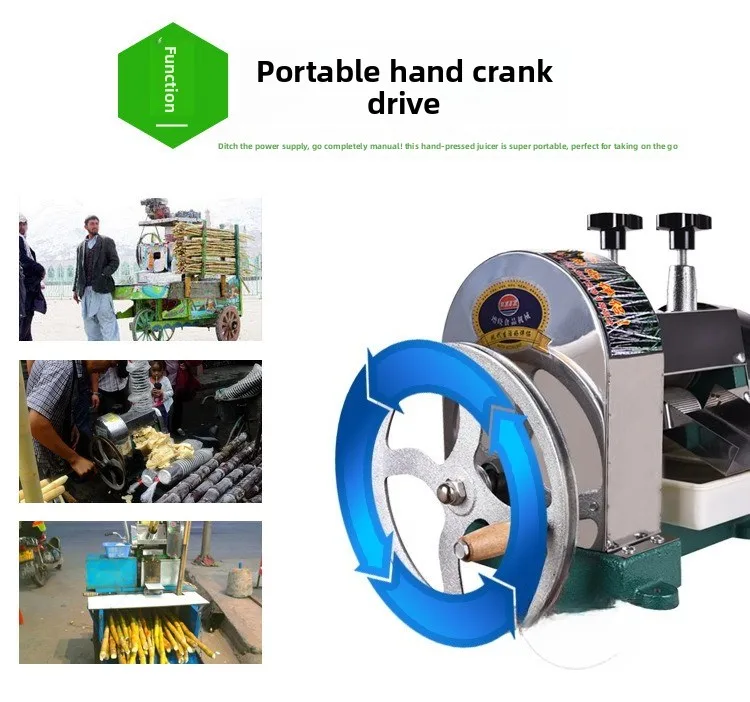 Small Hand Crank Commercial Desktop Stainless Steel Manual Sugarcane Machine Press