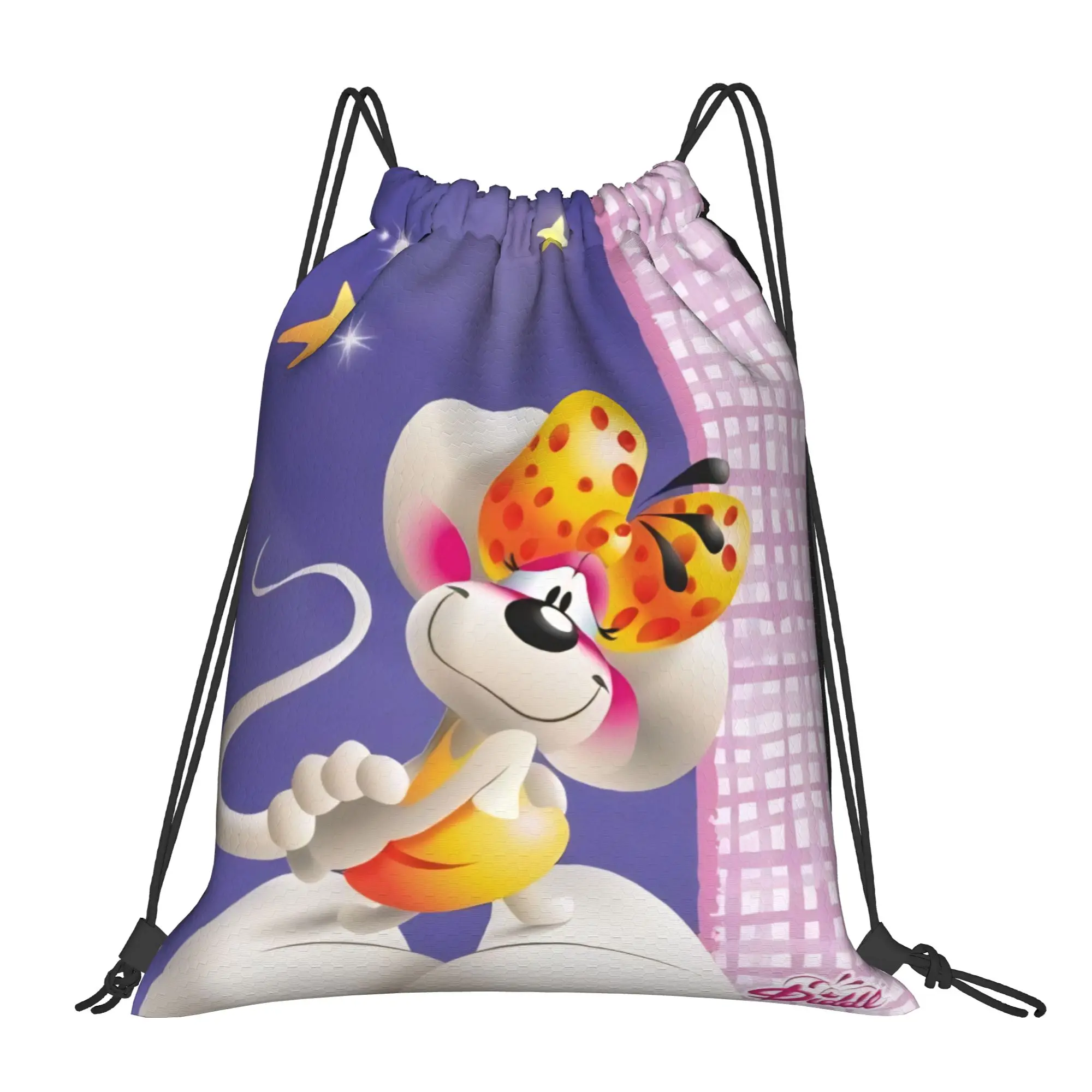

Cartoon D-Diddl Rat Cute Drawstring Backpack Gym Sports Sackpack Water Resistant String Bags for Hiking