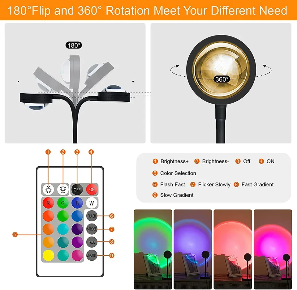 Drop Shipping Remote App Led Sunset Lamp Night Light Projector For Home Room Decor Wall Decor Photographic Without Choice Mark