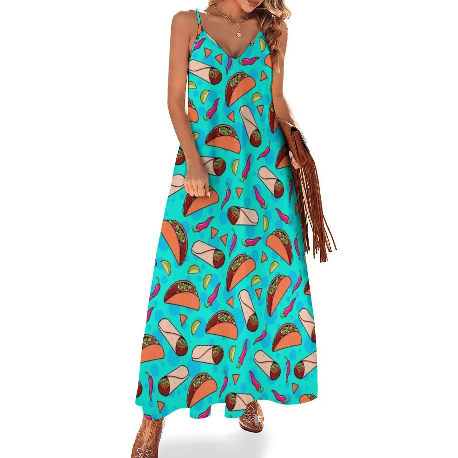 

Tacos and Burritos Sleeveless Dress Women long dress Bridesmaid dress woman