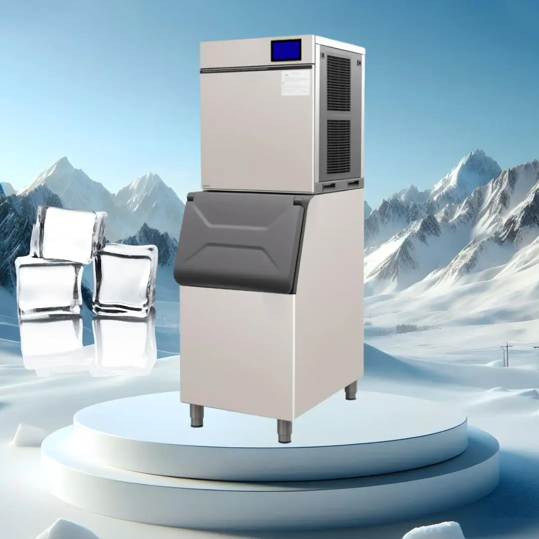 ضمان تجاري لمدة سنة واحدة 250 كجم/24 ساعة صانعة ثلج مبرد بالهواء مكعب ثلج للمطاعم
