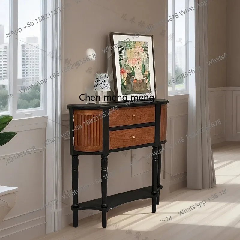 E182 French retro solid wood, entering the house against the wall,   American light luxury medium and antique Xuan Tai