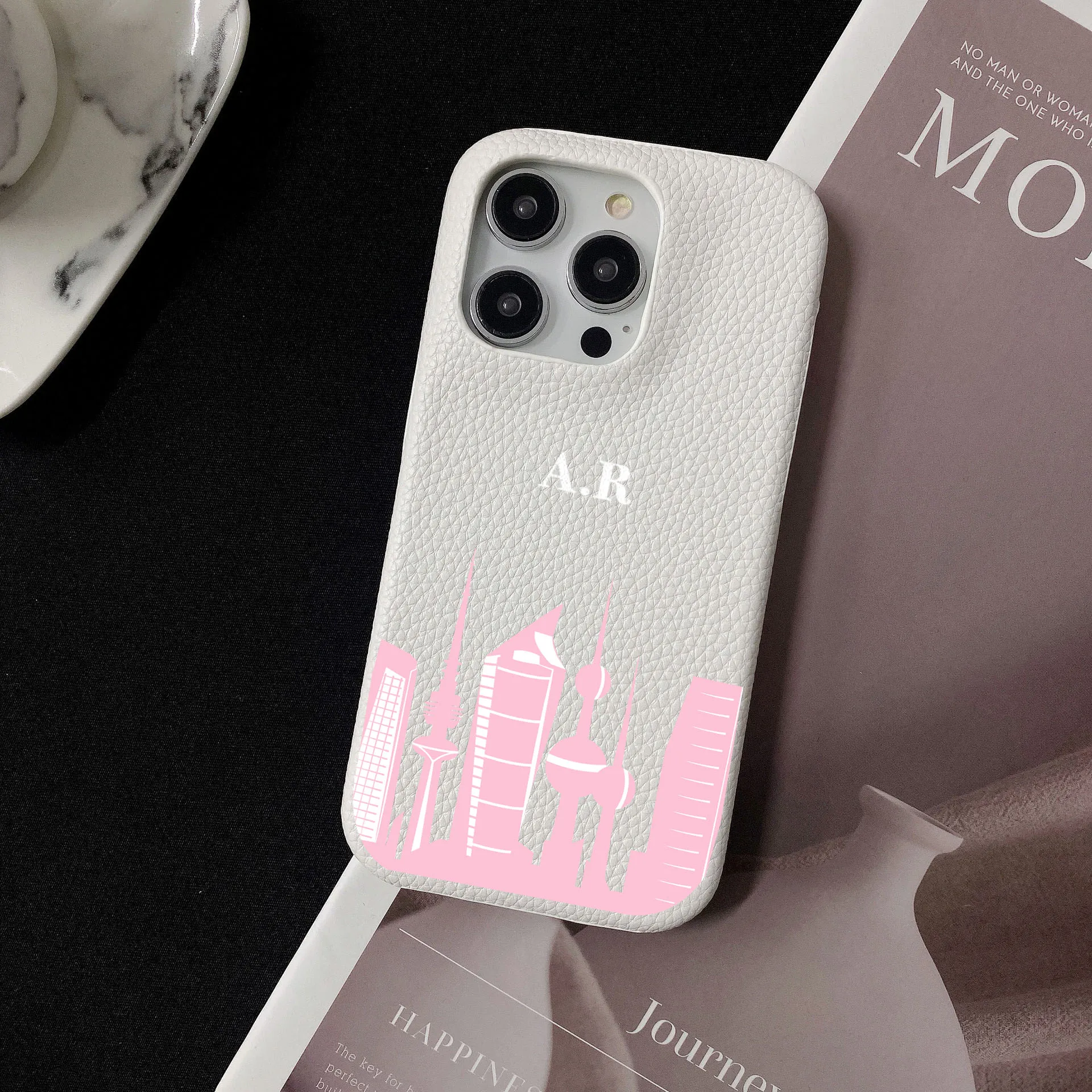 Personalised Customized Name Leather Case For iPhone 16 15 14 13 12 11 Pro Max Initials Letters kafr saya Cover 13 14 15 Pro Max