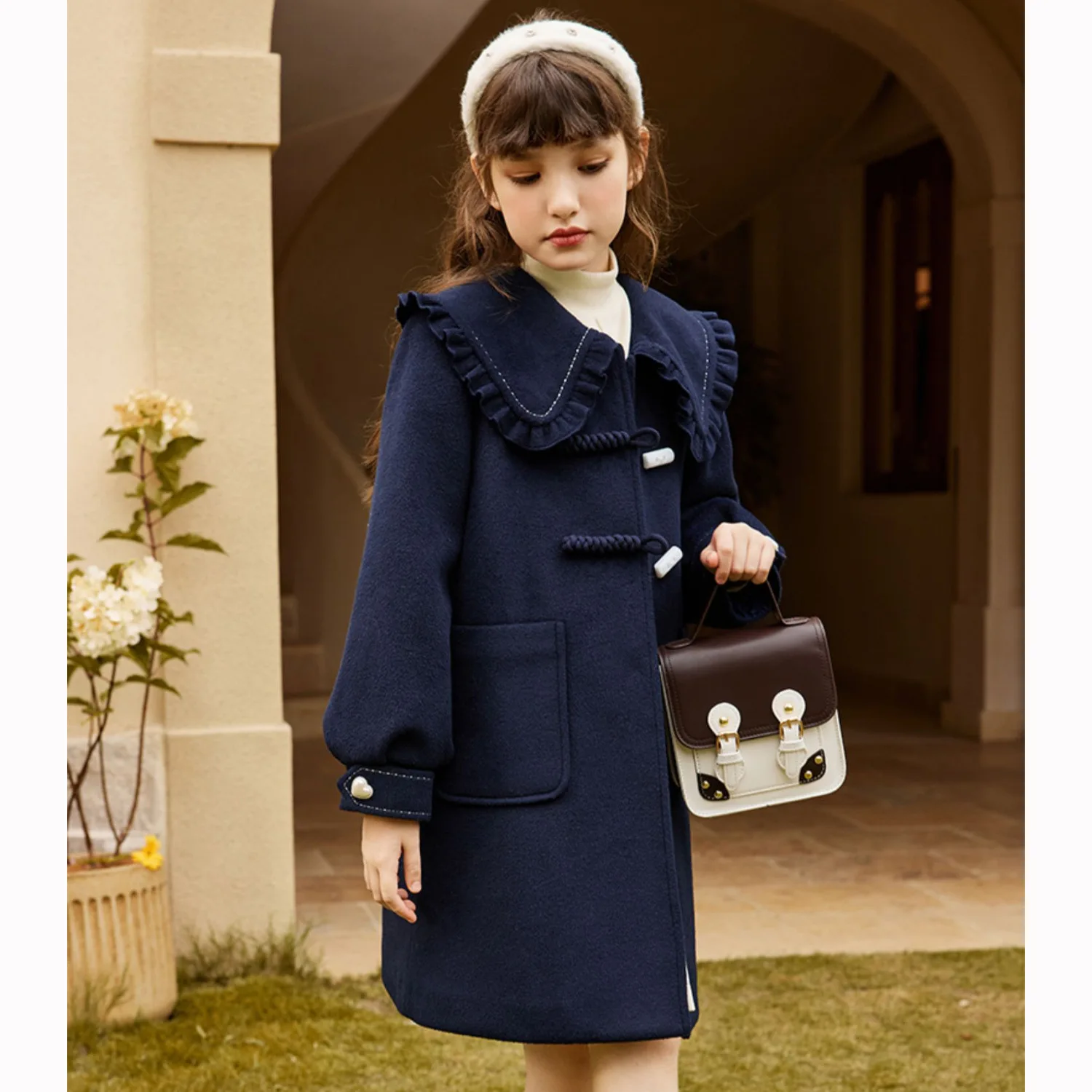 Girls Woolen Coat Jacket Windbreak 2023 New Warm Thicken Winter Cotton Overcoat Plus Size Children\'s Clothing