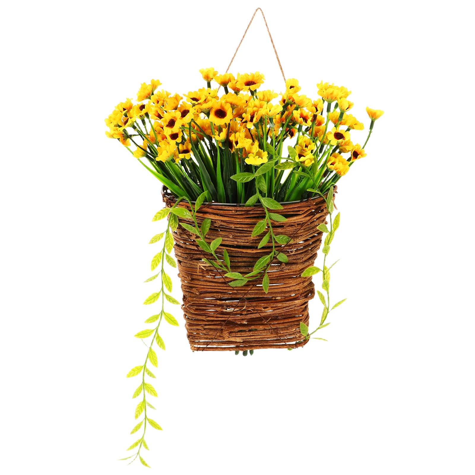 

Artificial Sunflower Vine Basket Door Hanger Fall Floral Arrangement Thanksgiving Party Decoration Faux Hanging Plants Fake Silk