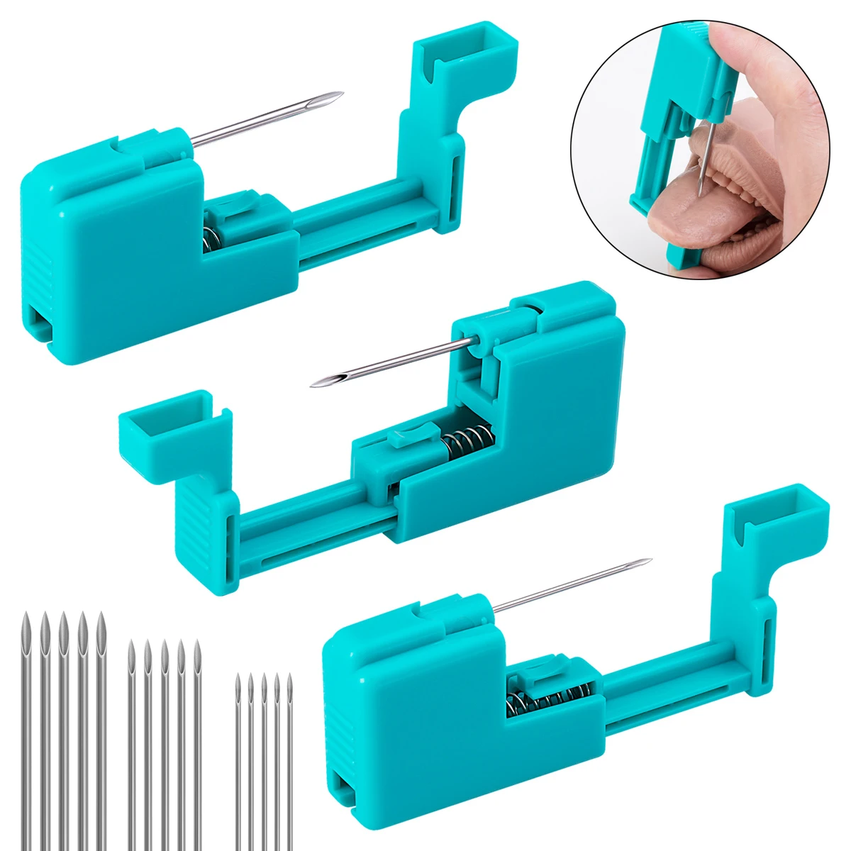 1pc Ear Piercing Gun Kit with 5pcs Disposable Sterile Piercing Needles Safe Painless Ear Nose Body Jewelry Piercing Tool