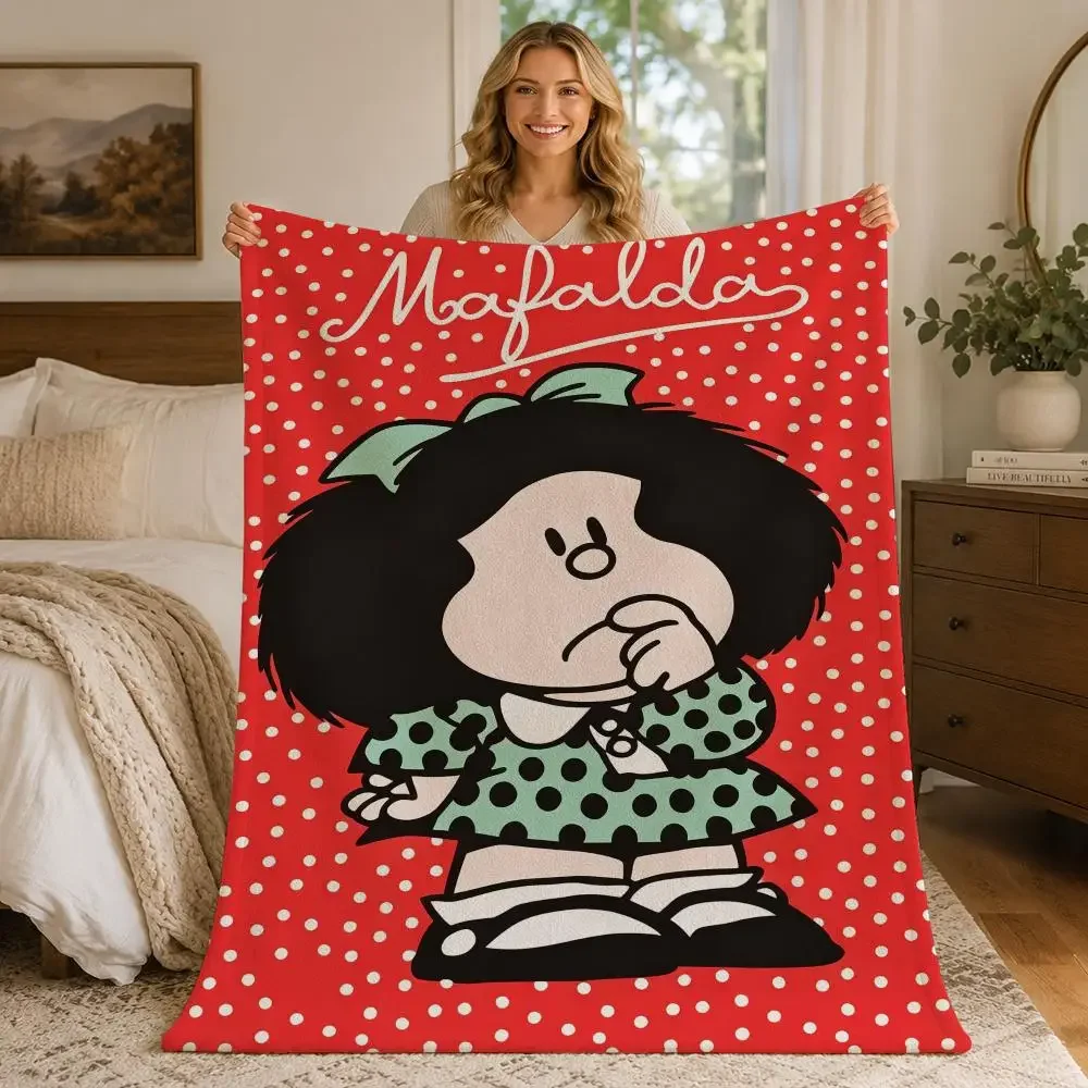 Comic Classic Mafalda Throw Blankets Soft Warm Flannel Blanket Bedding for Bed Living room Home Sofa