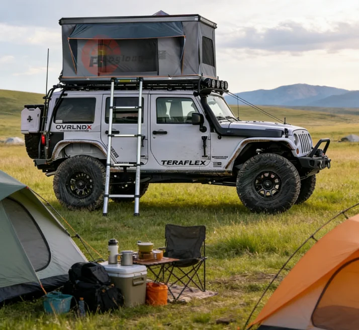 Aluminum 2-3 Person Rooftop Tent Hard Shell Roof Top Tent For Car Aluminium Hard Shell Roof Top Tent