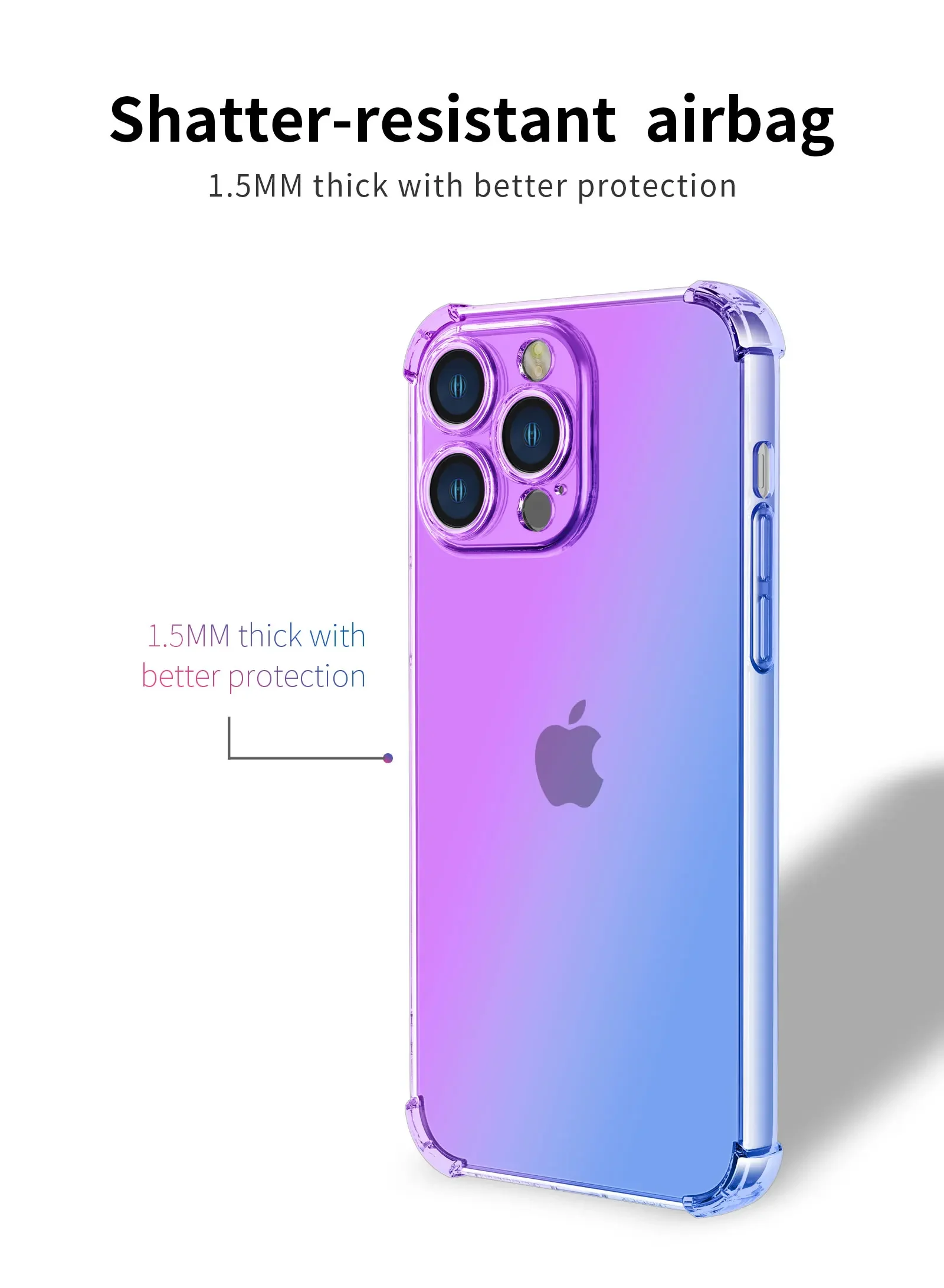 Custodia in TPU con Airbag sfumato per iPhone 16 15 Pro Max 14 Plus 13 12 Mini 11 XR XS Max SE Cover antiurto Fundas Coque Shell