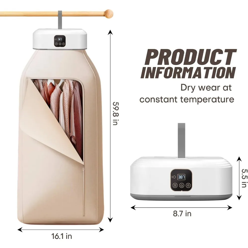 Mini asciugabiancheria con telecomando, piccola asciugatrice elettrica pieghevole compatta con borsa asciutta per il viaggio