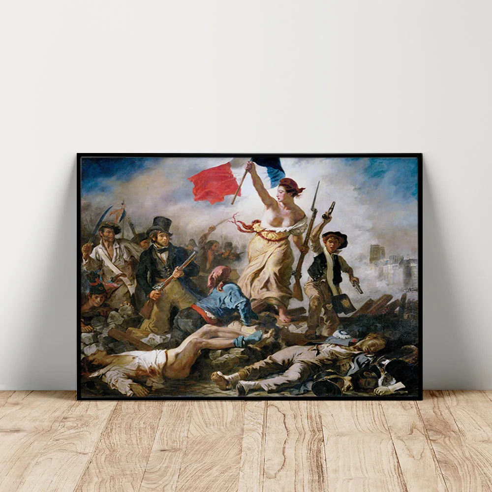 

Eugene Delacroix Print Art Poster Liberty Leading The People Canvas Painting Marianne Wall Picture Decor