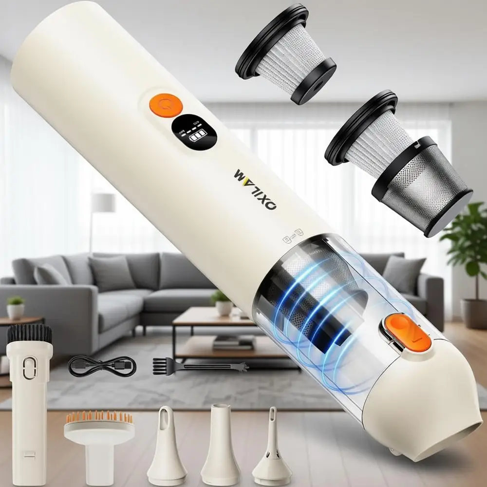 Handheld Vacuum Portable Cordless 14000PA High Power, Blow & Suction 2 in 1, Up to 30 Mins Runtime, Small Vacuum Cleaner for Hom