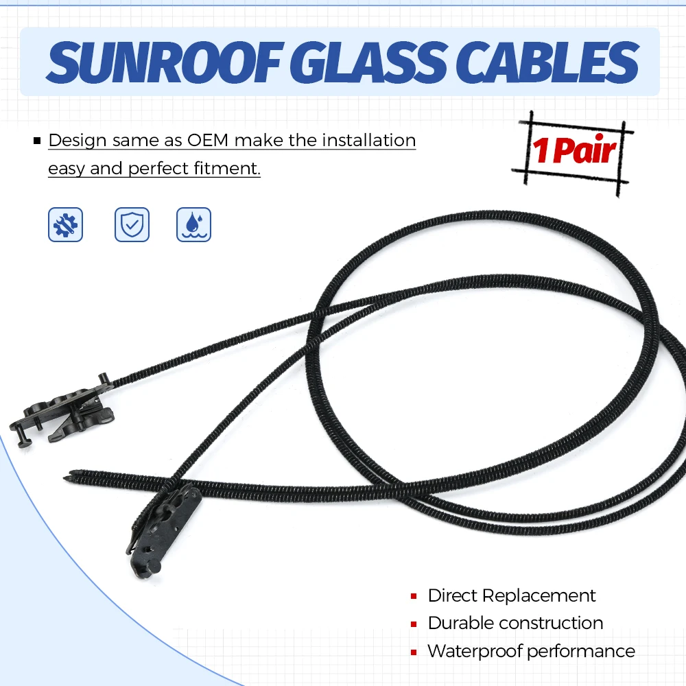 1 Pair Glass Sunroof Roller Sunblind Cable Set For 15-20 Ford F-150 F-250 F-350  Super Duty 18-21 Ford Expedition