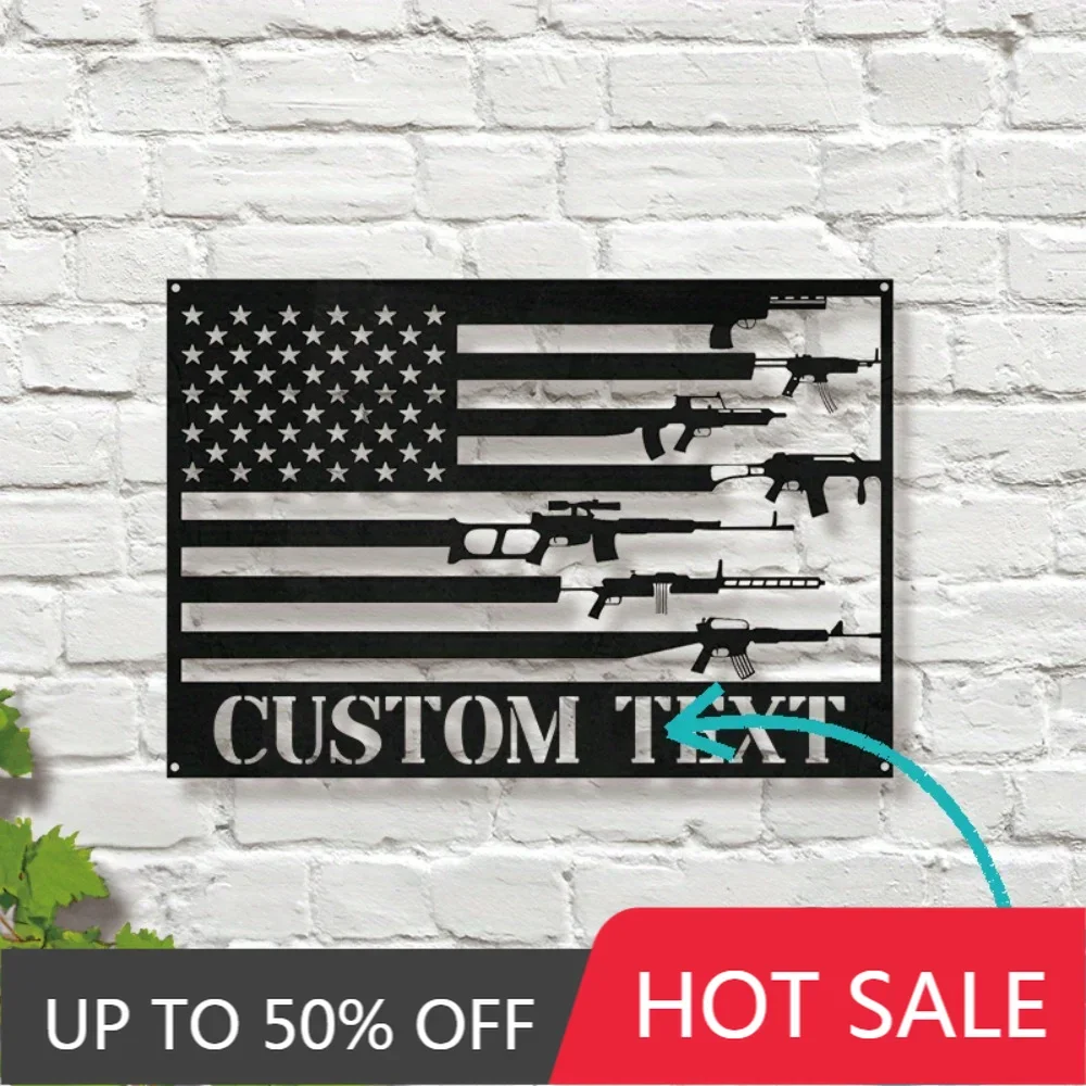 Iron Art Decorative Painting Honor The 2nd Amendment with Exclusive Metal Wall Art of Guns Stars Stripes Ideal for Firearms Love