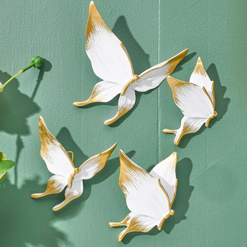 European Retro Butterfly Three-dimensional Wall Hanging Light Luxury Resin Butterfly Wall Accents Christmas Handicrafts
