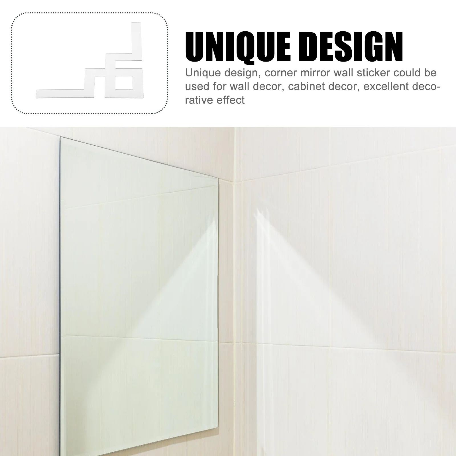

4Pcs Corner Mirror Wall Sticker Acrylic Adhesive Mirror Decal Decorative Wall Decor for Living Room Bedroom Cabinet
