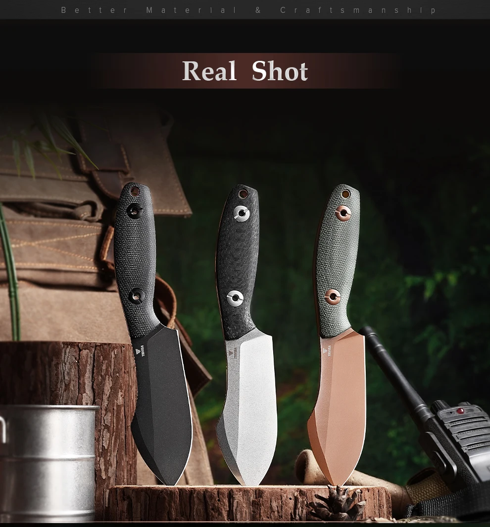 

TRIVISA Straight Pumpkin Knife High Quality 14C28N Blade G10 Handle With Kydex Sheath Camping Outdoor Fishing Hiking Tool Gifts