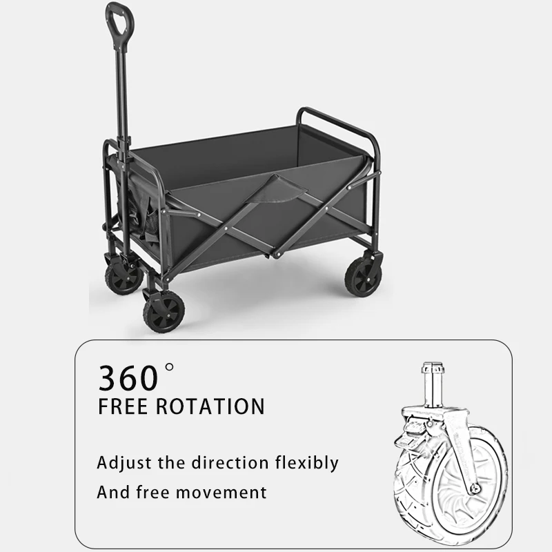 Collapsible Folding Outdoor Utility Wagon, Beach Cart Large Capacity, Heavy Duty Folding Wagon, Garden Cart for Beach, Camping