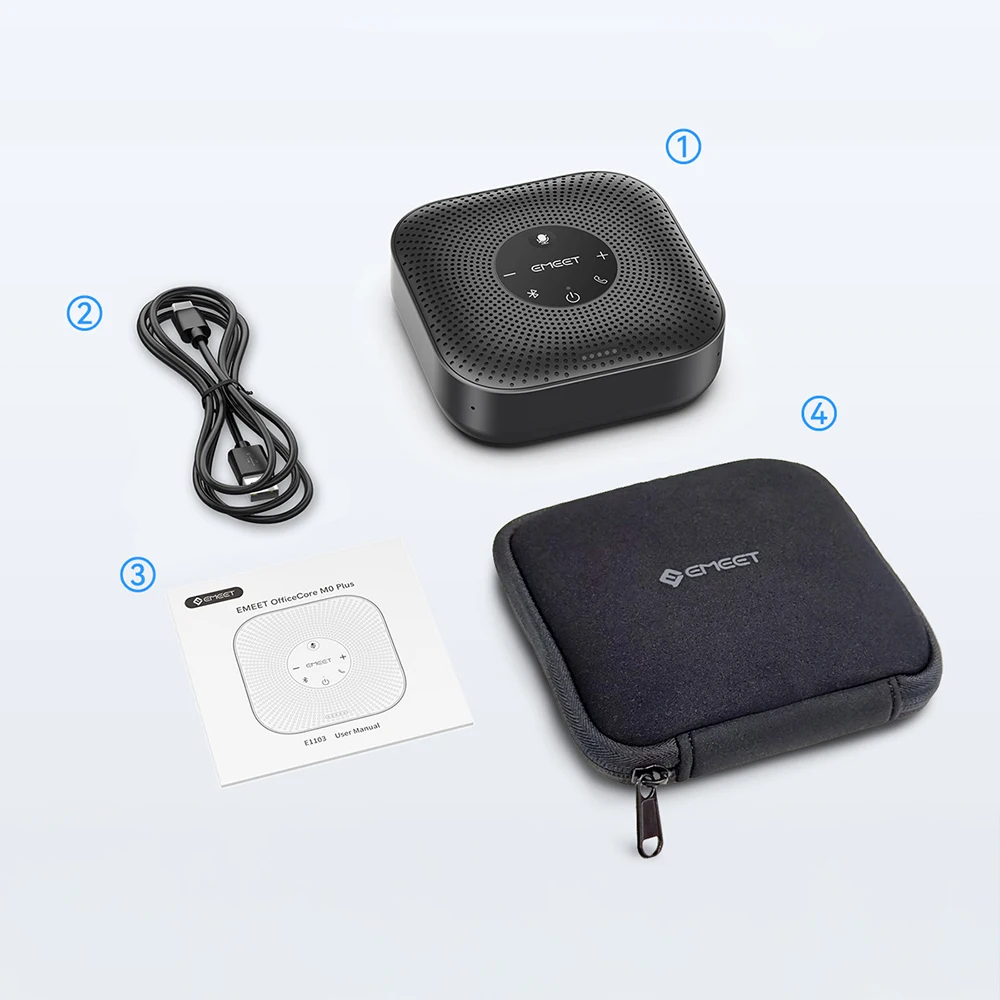 EMEET Kabelloser Konferenzlautsprecher 360 ° Sprachbesprechungsmikrofon mit 4 Geräuschunterdrückungsmikrofonen Bluetooth-Freisprecheinrichtung für das Büro – Detail 11