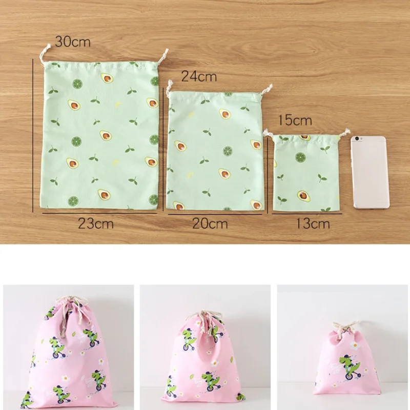 1pc Fresh Comestic Shopping Makeup Bag Pouch Cute Drawstring Storage Bag Travel Portable Clothes Bra Organizer Bag Socks