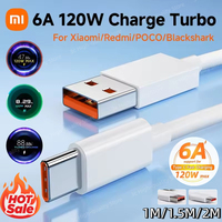 Xiaomi PD 120W 6A Turbo Fast Charging Cable USB TO Type C Cable Fast Transfer Type C Data Cord For Samsung Poco BlackShark 2025