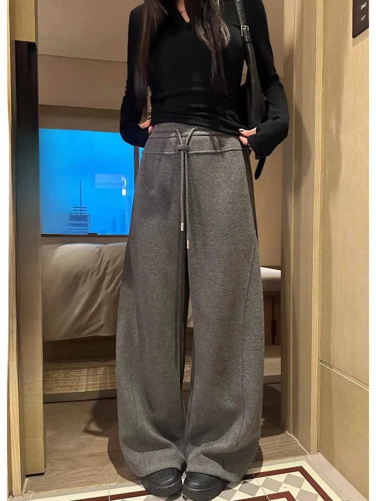 

Женские зимние повседневные брюки EKOOL с высокой талией, широкими штанинами, прямым кроем, свободного силуэта, с эффектом похудения