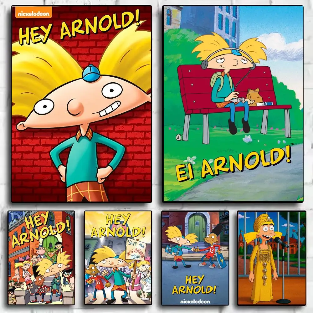 Cartoon H-Hey Arnold Poster Japandi Wall Art Canvas Print Minimalist Japanese Style Bedroom Decor