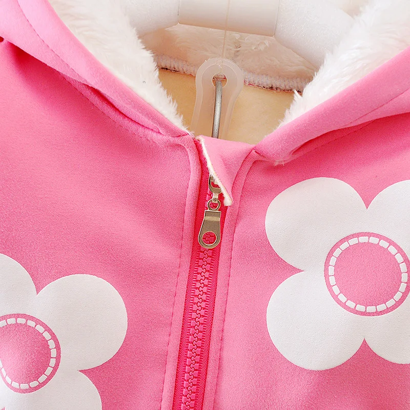 1 2 3 4 5 Years Winter Baby Girls Clothing Sets Flowers Keep Warm Thicken Jacket And Pants Little Princess Suits Kids Clothes