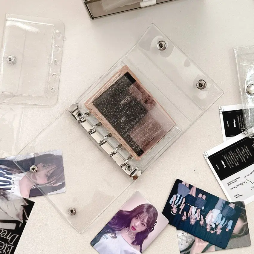 M5 더블 버튼 커버 투명 루즈 리프 바인더 커버 저널 스케치북 액세서리 다이어리 사무용품